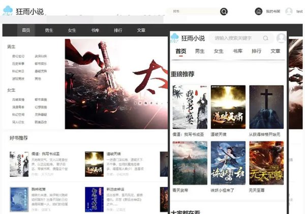 狂雨小说免费小说整站源码增强版1.5.2开源自带6个送采集规则5个插件含手机模板-金领云创科技-私域系统官网