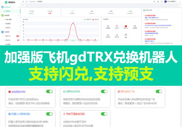 飞机gdTRX兑换机器人 – 加强版 支持闪兑,支持预支-金领云创科技-私域系统官网