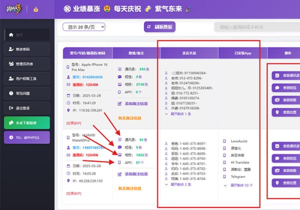 最新双端获取TXL、相册、短信、定位、已安装APP信息系统源码 全开源-金领云创科技-私域系统官网